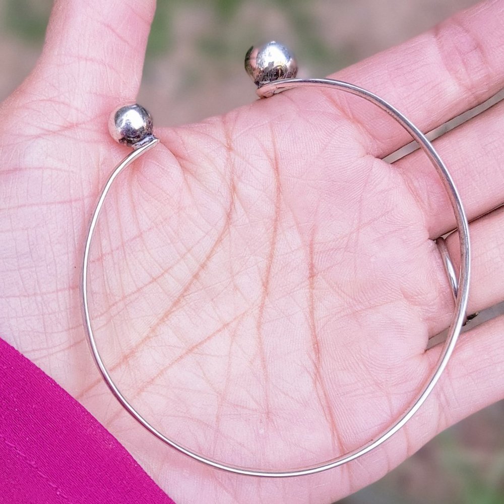 Vintage Solid 925 Sterling Silver Double Ball Bea… - image 4